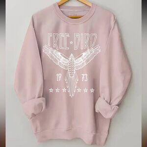Free Bird Eagle Print Crew Neck Sweatshirt - Casual Polyester Blend. Size XL